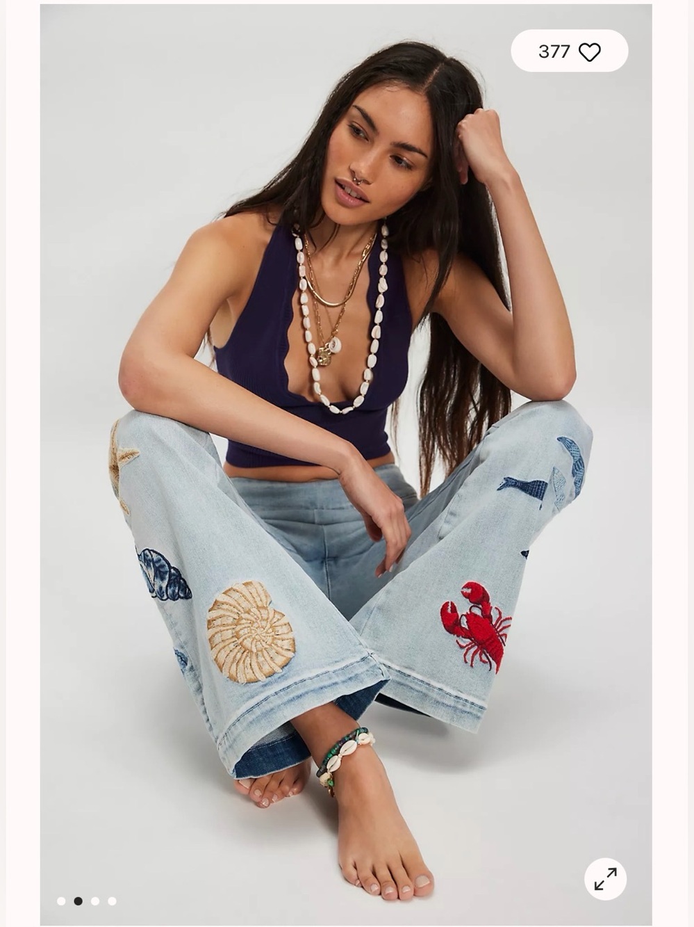 NWT Driftwood Wyatt Pull-On Jeans, ocean, sea life embroidered- Medium
